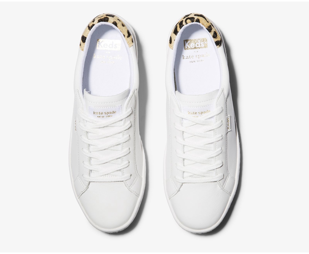 Keds Sneakers White - Kate Spade new york Ace Leather Calf Hair - Womens JENHTG-824